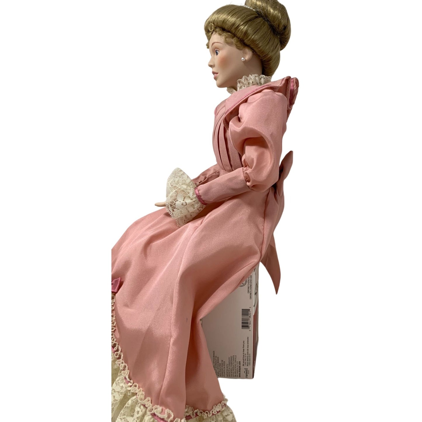 Gorham Mother Doll - Sitting Position with cameo at collar - Rolled Bun Hair - Collectible Porcelain Doll