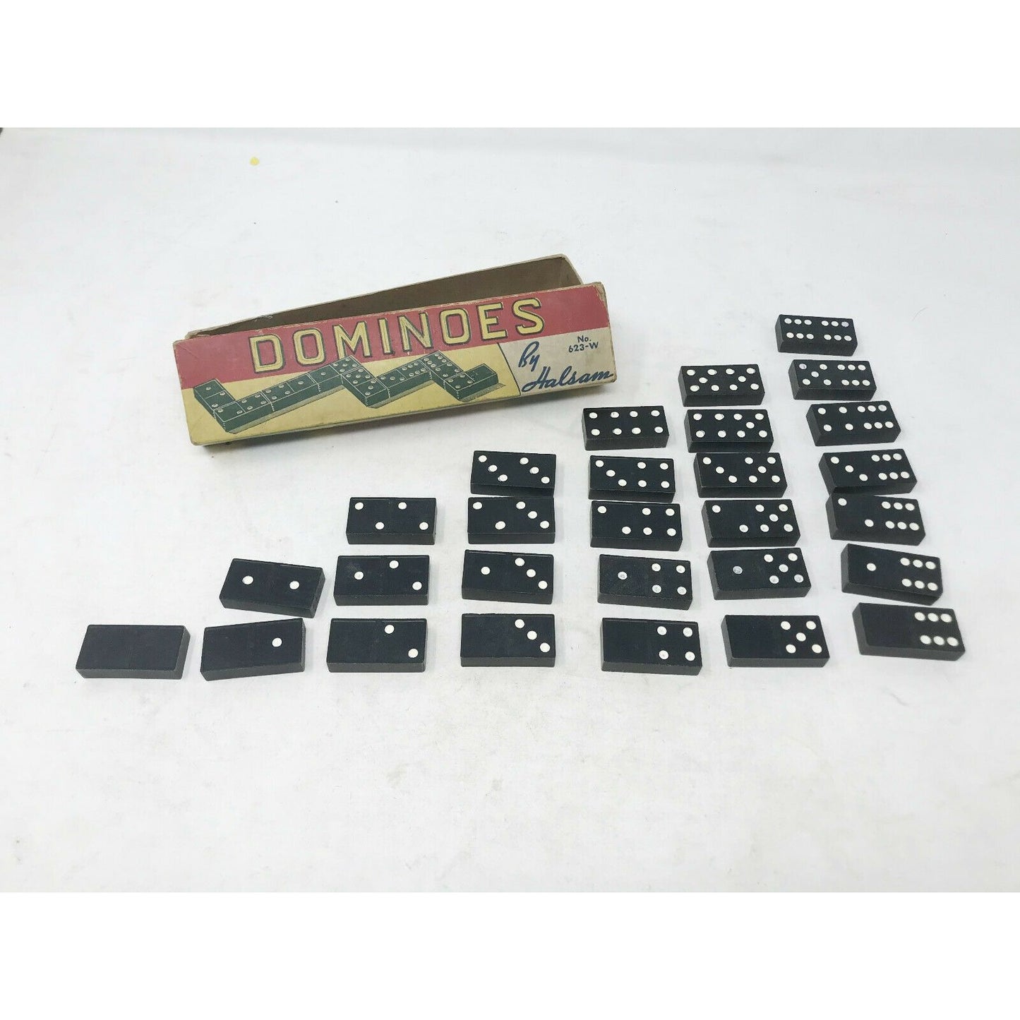 Vintage Double 6 DOMINOES Set by HALSAM - Double Six - Set no 623W