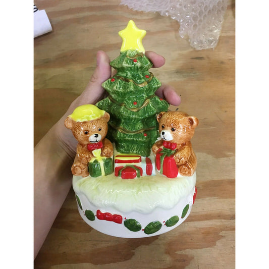 Vintage HAPPY BEARS Musical JINGLE BELLS Revolving Christmas Tree