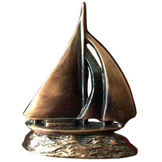 Small Brass Boat Desk or Shelf Decoration / Paperweight - Dad Gift