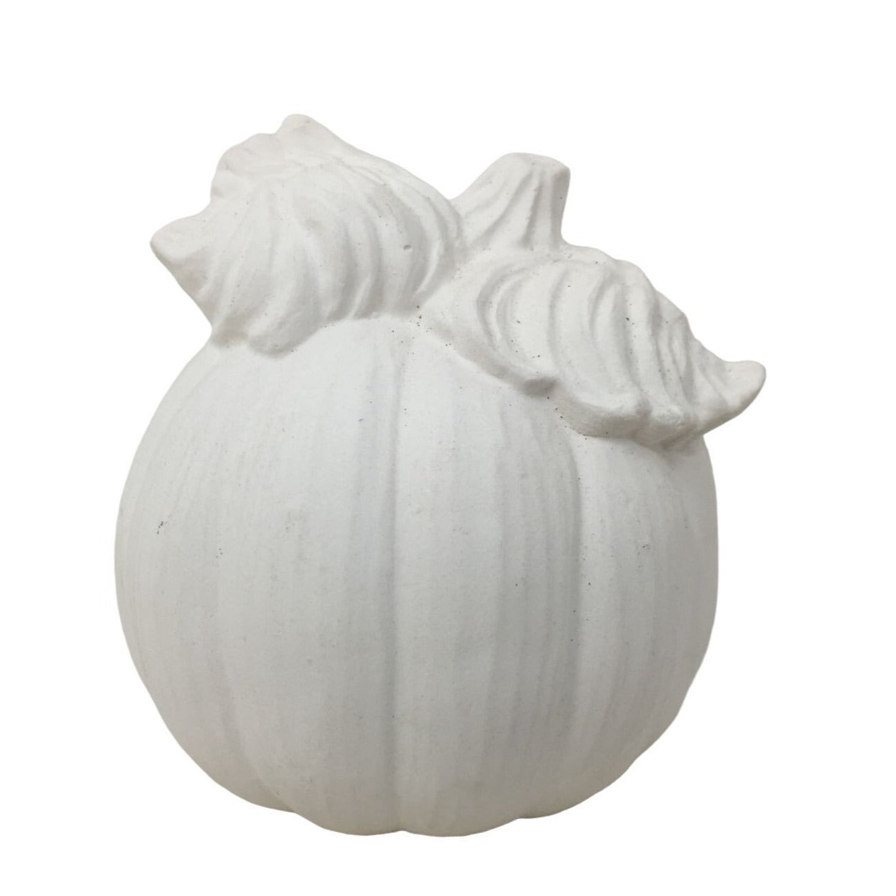 Small Ceramic Bisque Pumpkin - Paint it Yourself - Nice Detailing on leaves - Fall / Halloween Decor