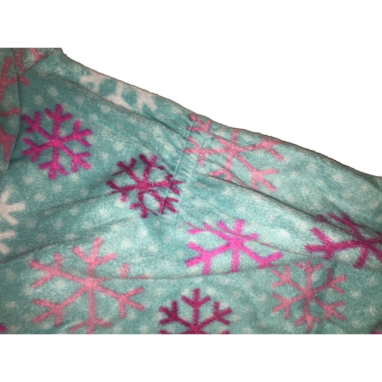 Komar Kids Blue one Piece Pajamas with pink snowflakes and cuffs and hood Size 6