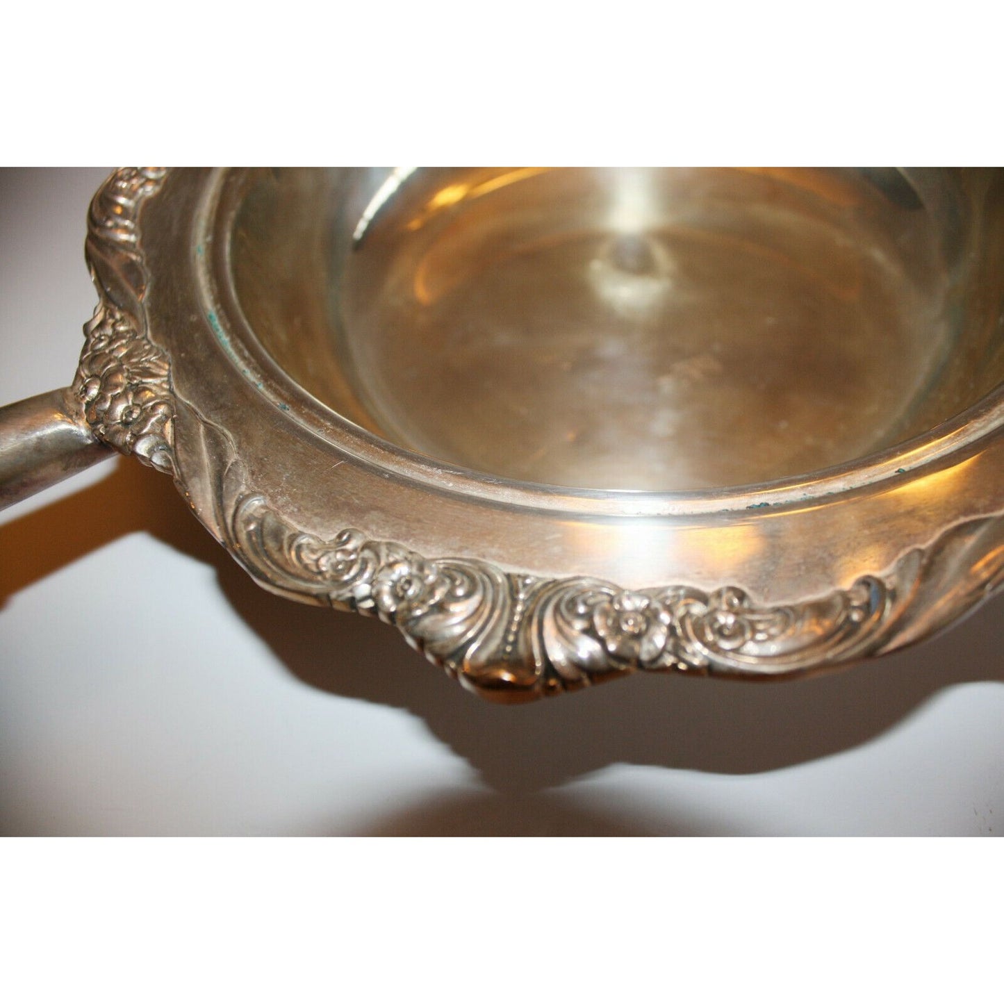 Ornate SILVERPLATE Pan w Lid FLOURISH Floral Edges Vintage Fancy