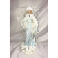 Porcelain Christmas Angel on Base White Fur & Blue Gem Beads Gown Unbranded  A+ Stuff Dolls