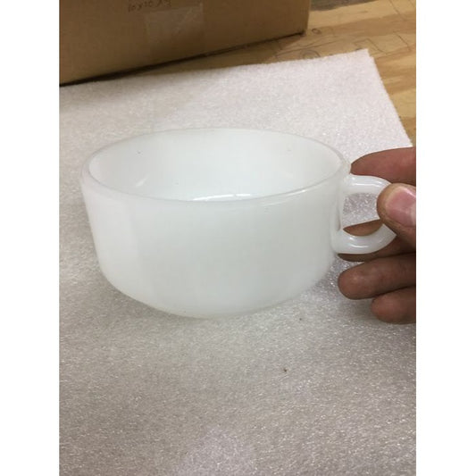 Vintage Milk Glass Soup Mugs or Handled Bowls - Very wide and not too deep