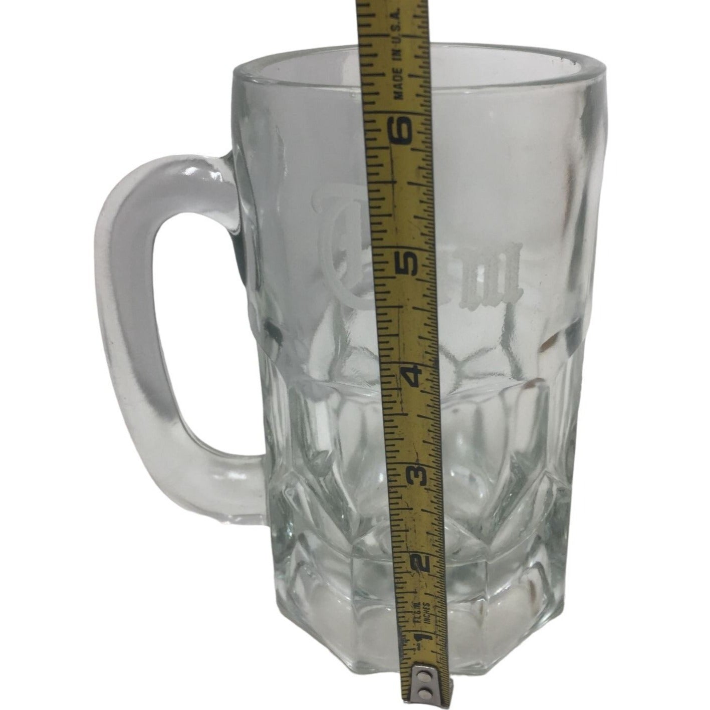 Frosty Beer Mug "TOM" Etched on Front - Heavy Barware Gift