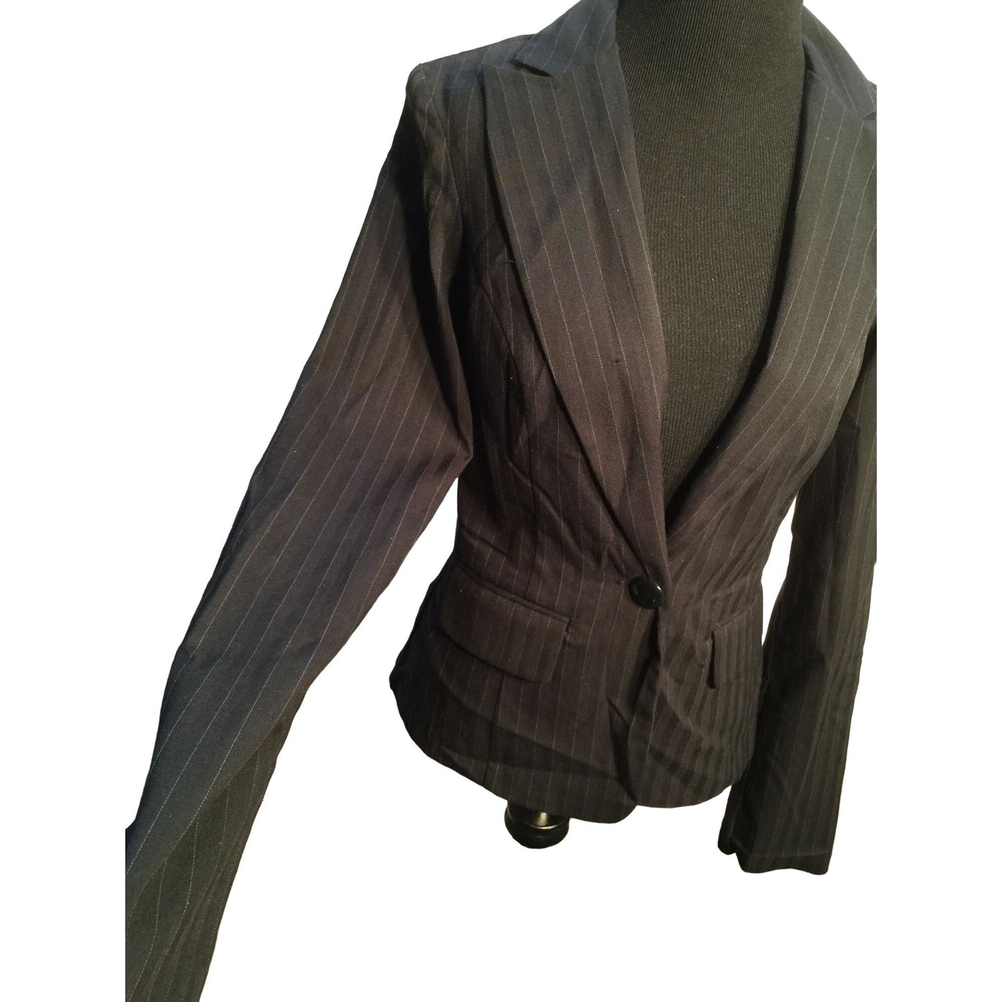 BCX Gray Pinstripe Double Breasted Blazer - Women's Medium