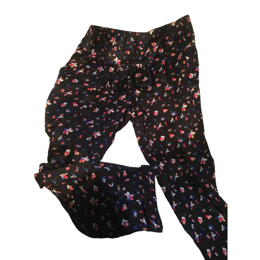 Vintage I (Heart) Ronson Black pants with Colorful flowers - Size 12