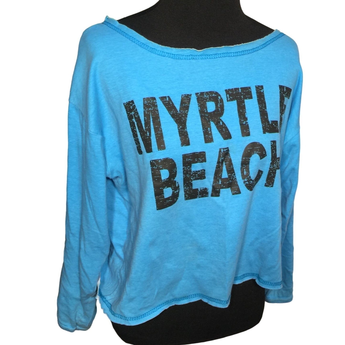 Vintage MYRTLE BEACH Blue Souvenir Shirt -  Wide "cut out" collar