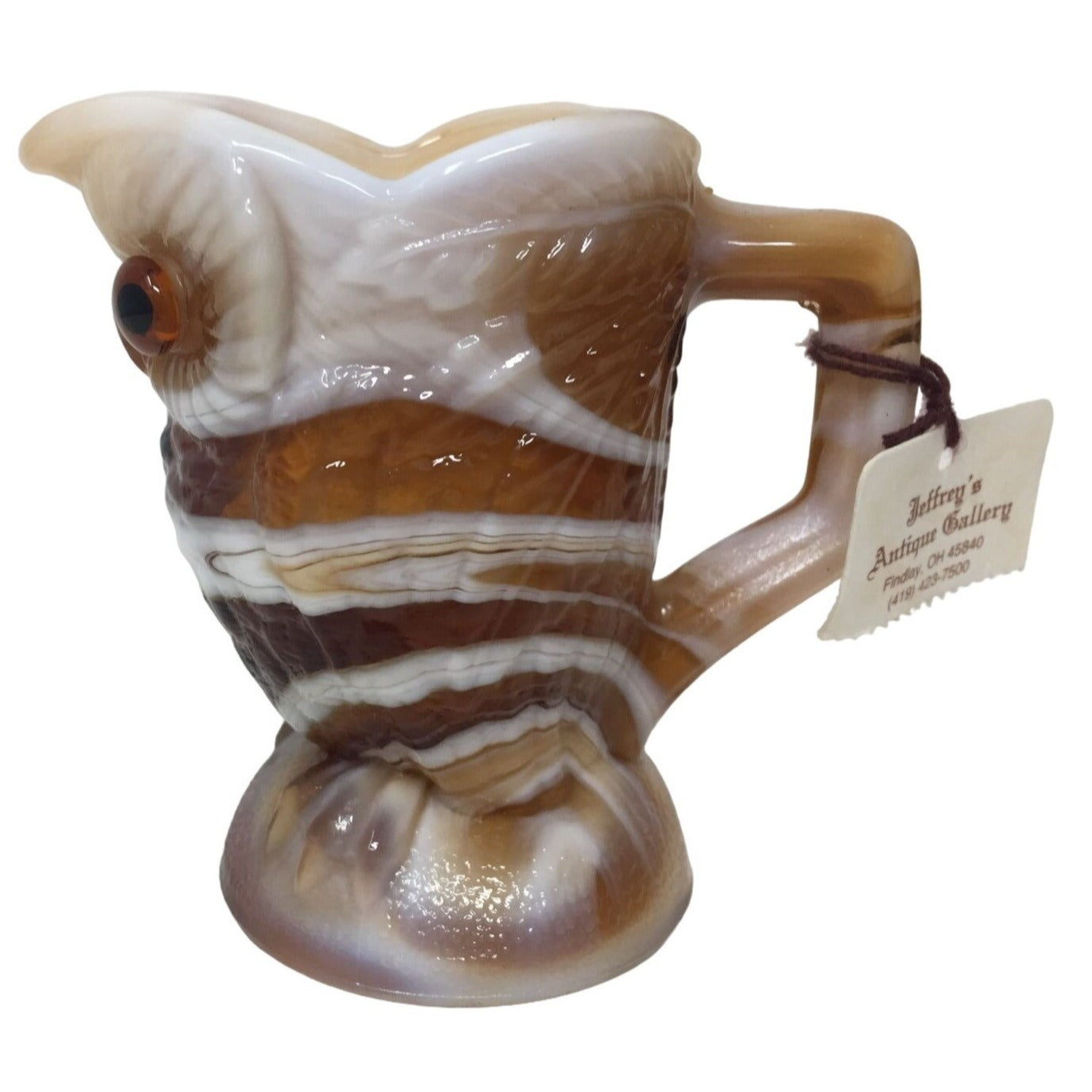 Imperial Glass Sculpted Owl Handled Shot Glass - Beautiful Swirl of Colors - GREAT FIND!