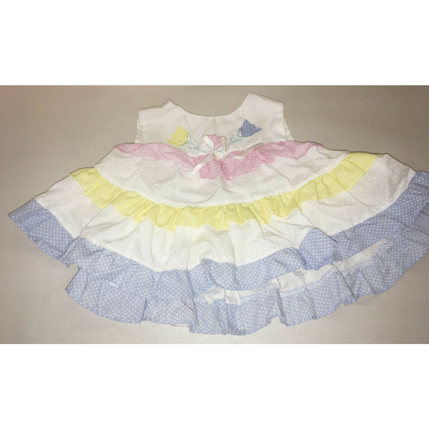 Vintage MayFair Baby SunDress 14-18lbs  0 white pink and blue