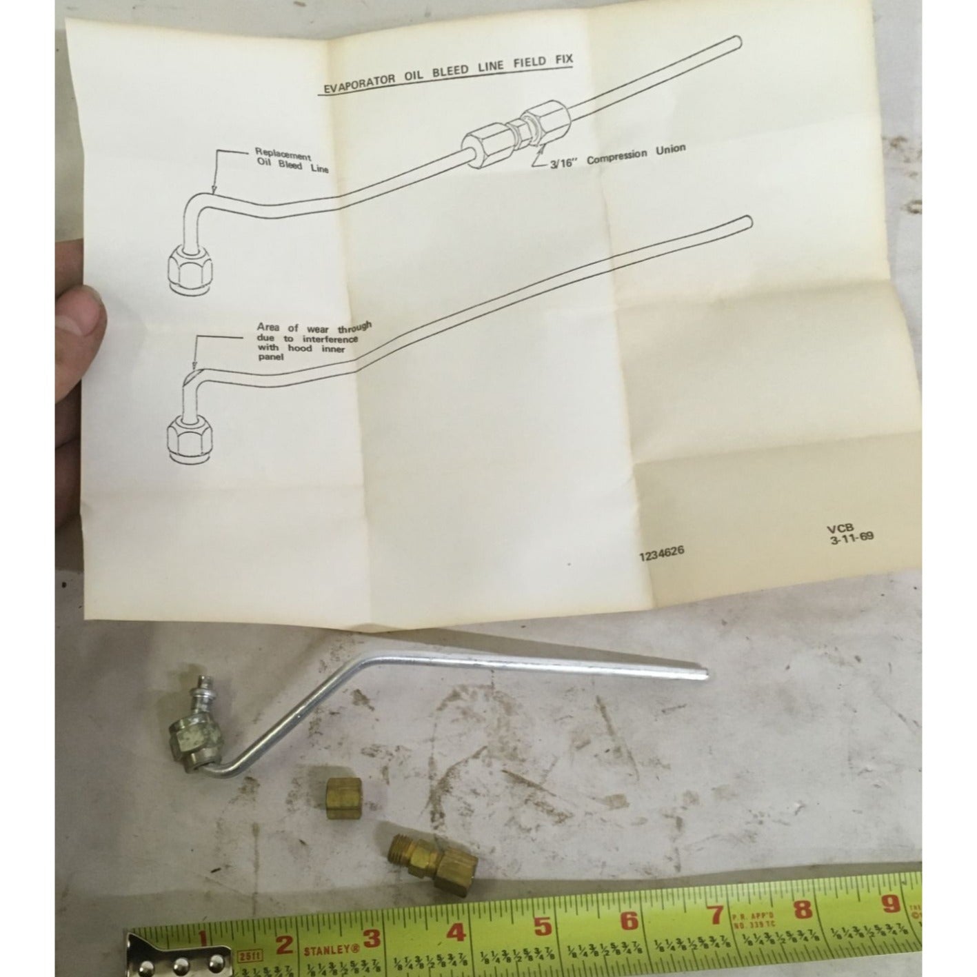 Genuine GM Part - No  1394736 - TUBE KIT  - GR 9.220 - new in  package - with parts shown and instruction sheet for bleeding line -