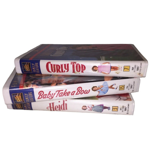 Box Set of 3 Shirley Temple VHS Movies 'Heidi' 'Baby Take a Bow' 'Curly Top' - Vintage Family Movies Fox Video A+ Stuff
