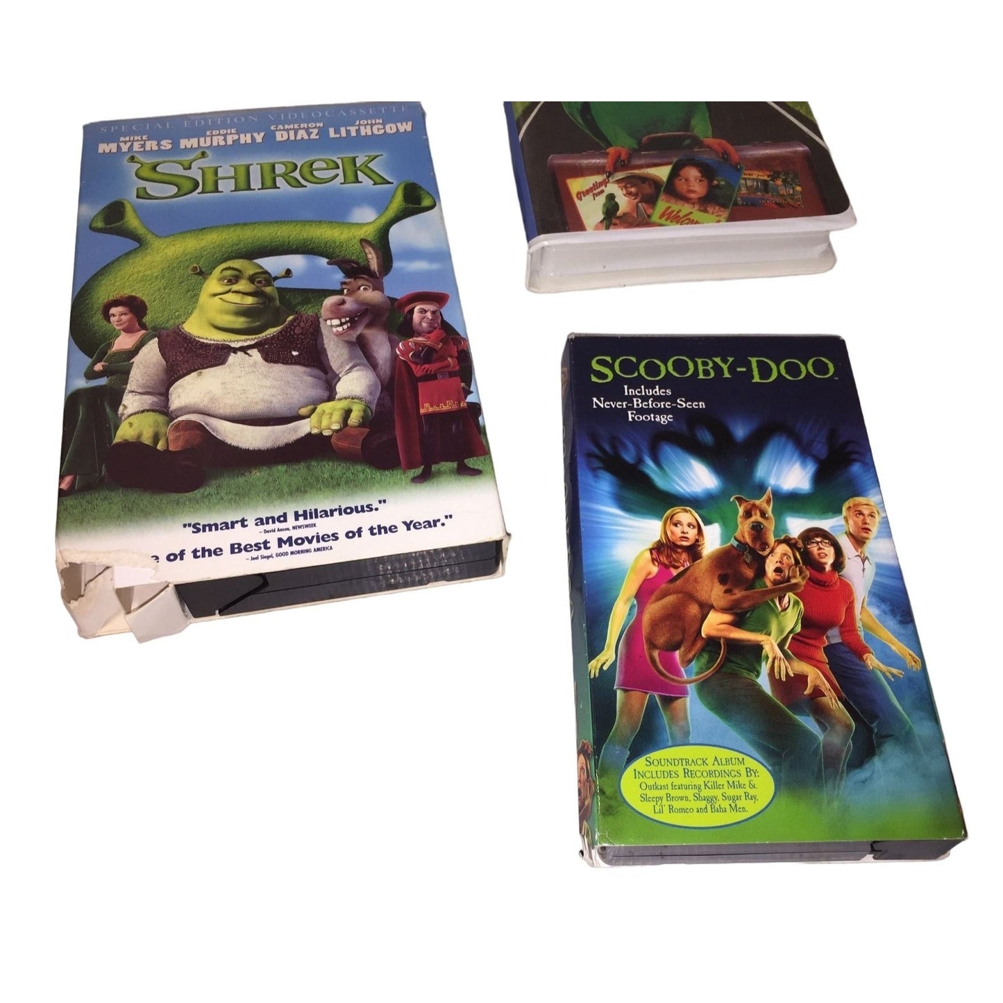 Set of 3 Vintage Kids VHS Tapes - Shrek, Paulie & Scooby-Doo