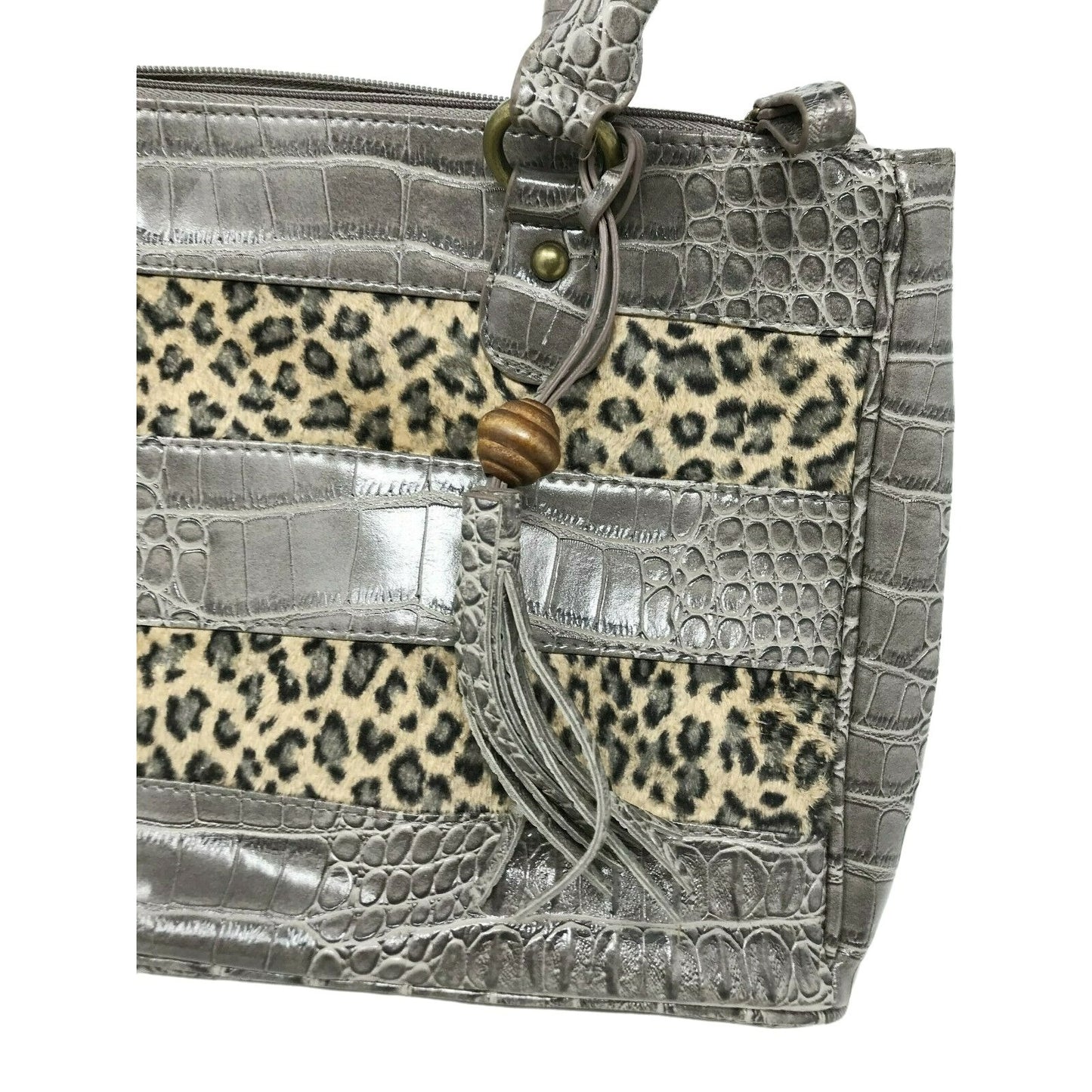 WILD Handbag Faux CROCcodile skin Leather and CHEETAH Print Purse