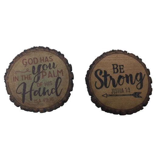 Pair of Inspirational Religious Magnets - Be Strong Joshua 1:9 God Has You in the Palm of HIs hand Isaiah 49:16