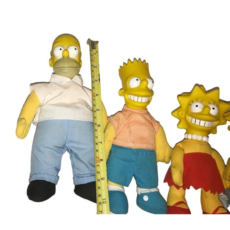 Vintage SIMPSONS family Dolls - Homer, Bart, Lisa and Maggie - TV Show Memorabilia, Matt Groening Collectible - some dirt on backs of clothi