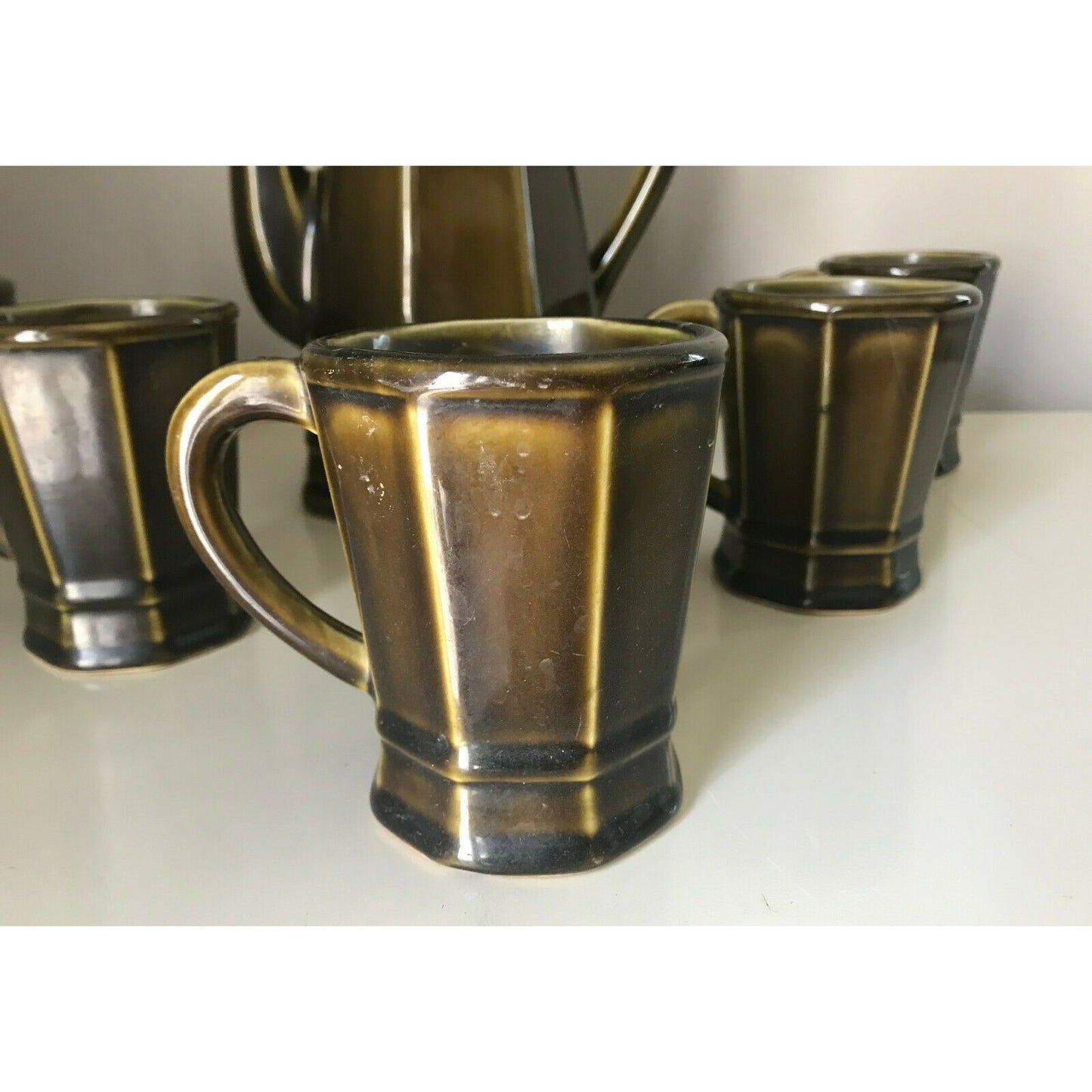 PFALTZGRAFF Coffee PITCHER w Lid #490H & MUGS #280H  Olive Green