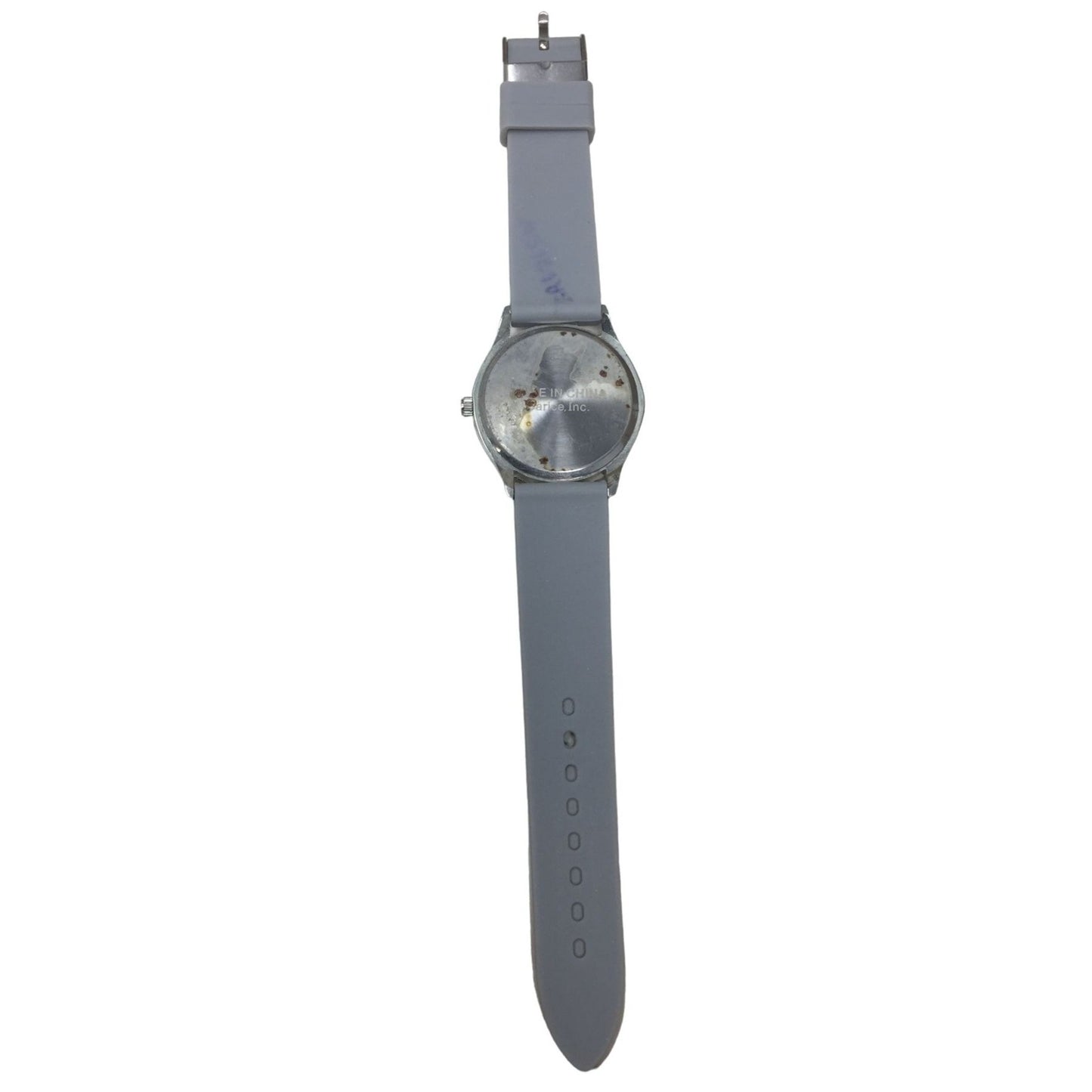 gray Rubber Band Watch with Rhinestones around face