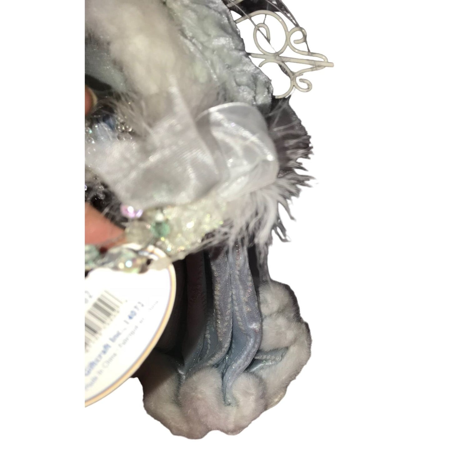 Beautiful Holiday Woman / Angel Decor - Blue and white Ice Angel Christmas Decor Faux Fur Edging