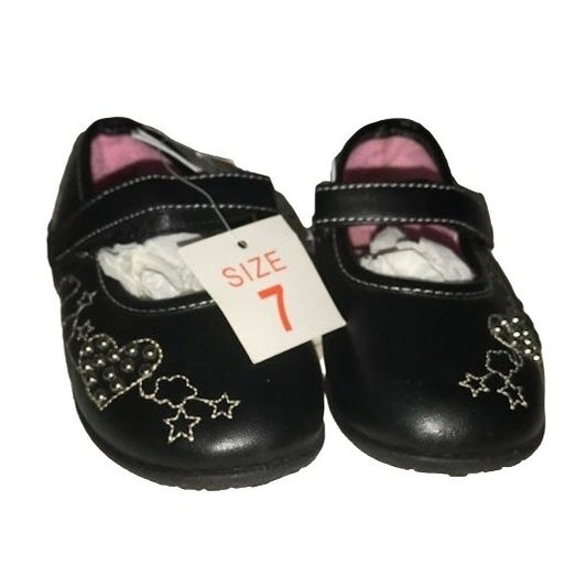 Kidgets Baby MARY JANE Style embroidered Infant size 7 Shoes - Pretty heart and stars embroidered on side/top - new with tags