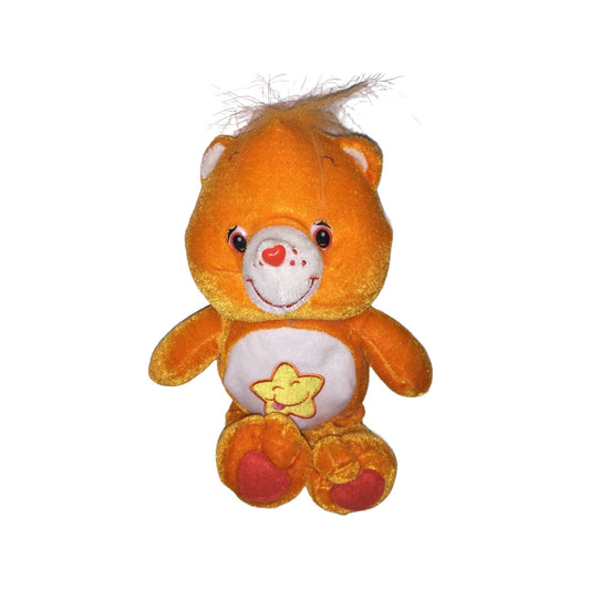 Vintage Care Bear Laugh A Lot Bear - Orange Bear with Yellow Star Plush Toy