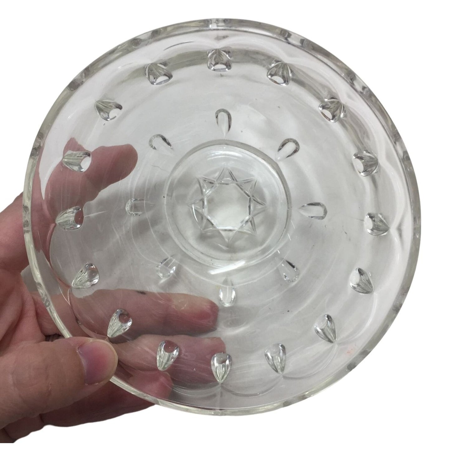 Small Crystal Serving Dish  / Bowl - Watermelon seed lookikng pattern -