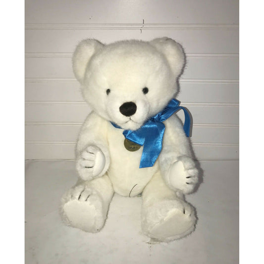 Vintage WHITE Jointed TEDDY BEAR 1985 DAKIN 30TH Anniversary 16"