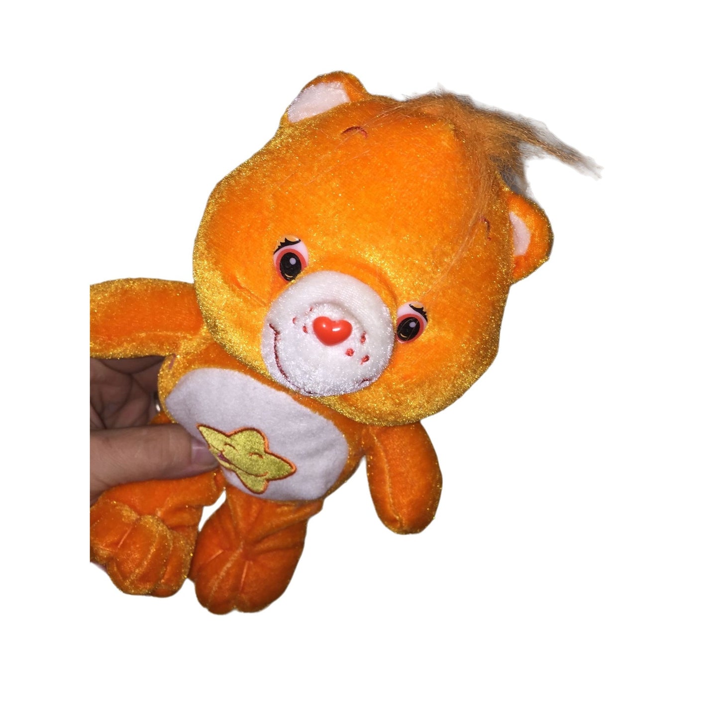 Vintage Care Bear Laugh A Lot Bear - Orange Bear with Yellow Star Plush Toy