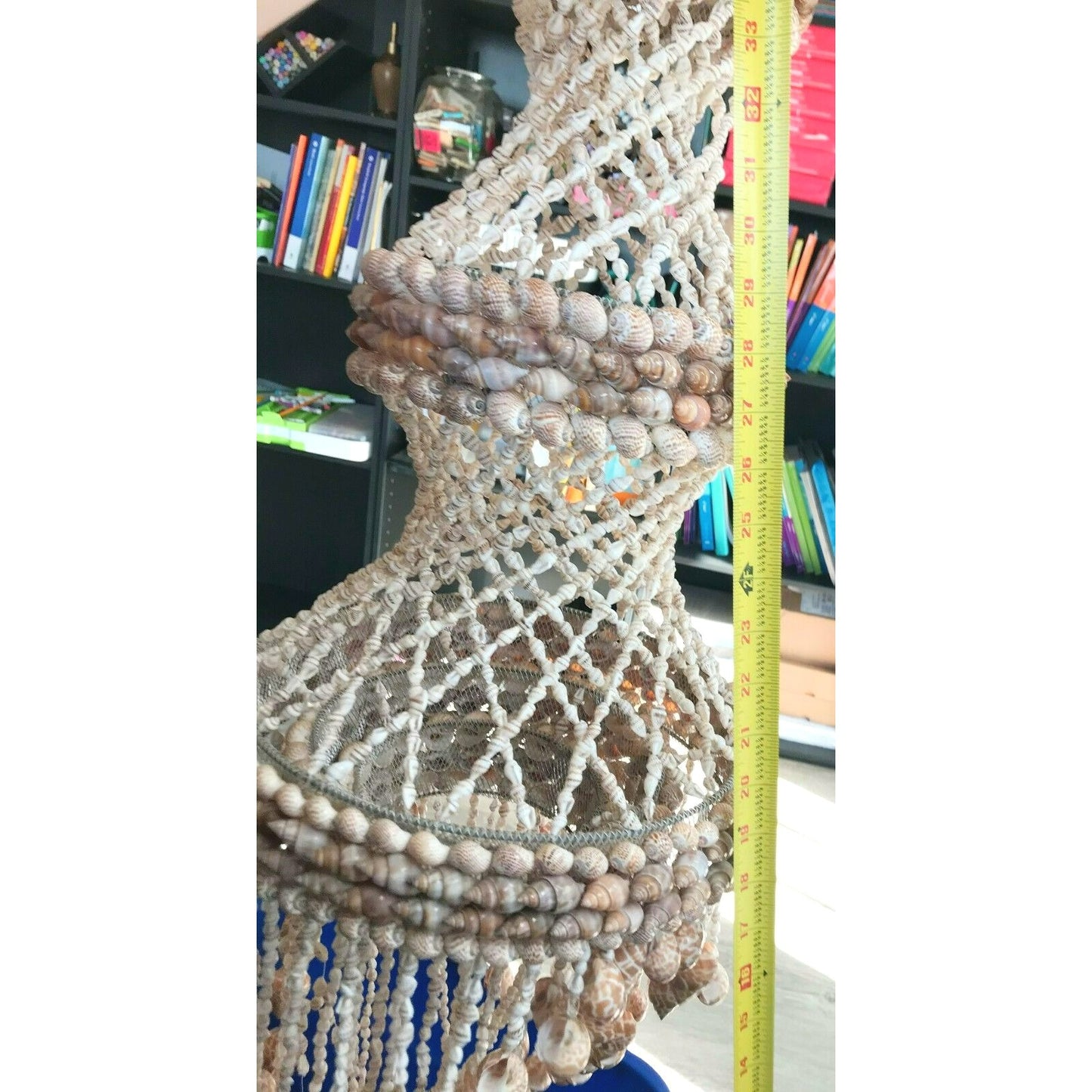 Vintage SEASHELL WIND CHIME Boho Nautical Chandelier Style Needs Repair