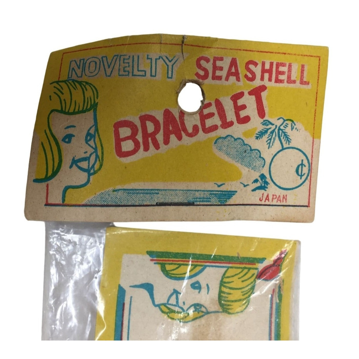 Vintage Novelty Seashell Bracelet - made in JAPAN Mid Century - Sealed in Package