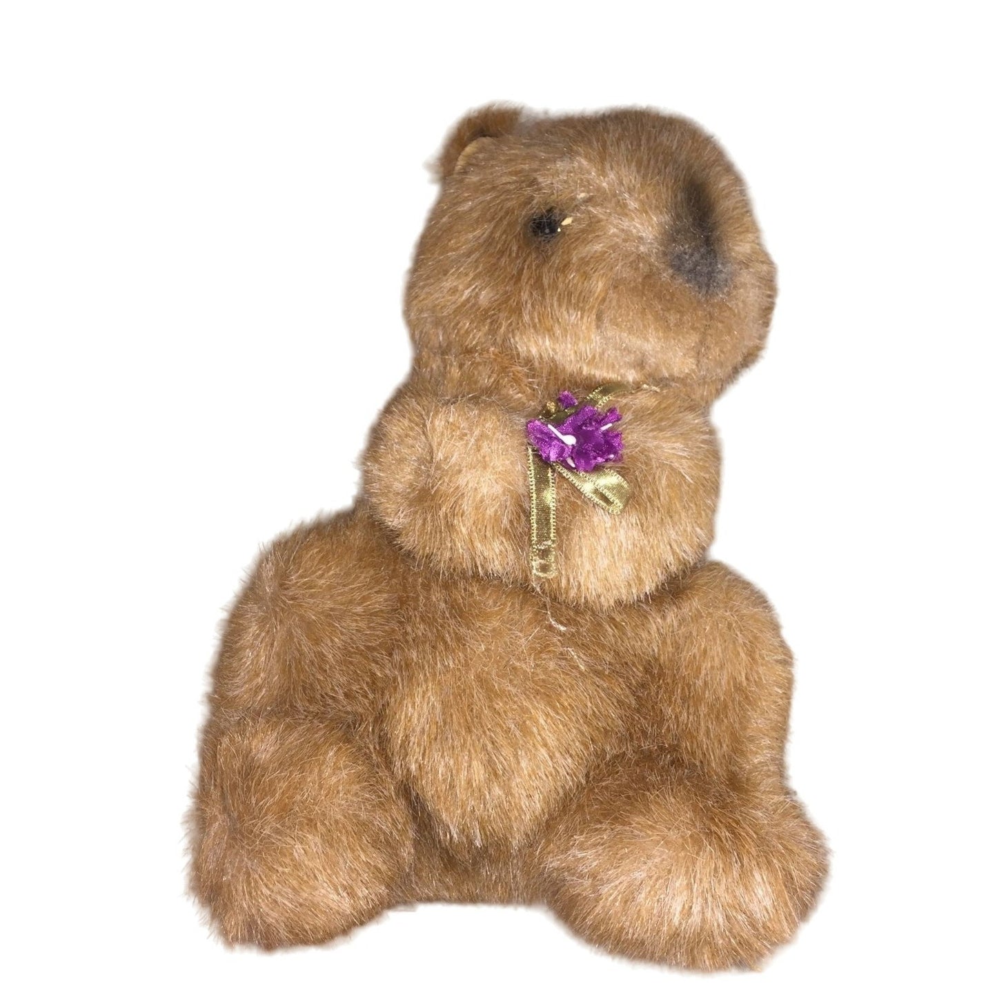 Classic GUND Squirrel Plush Collectible - NUTSY - 7" tall holding Purple Flowers -