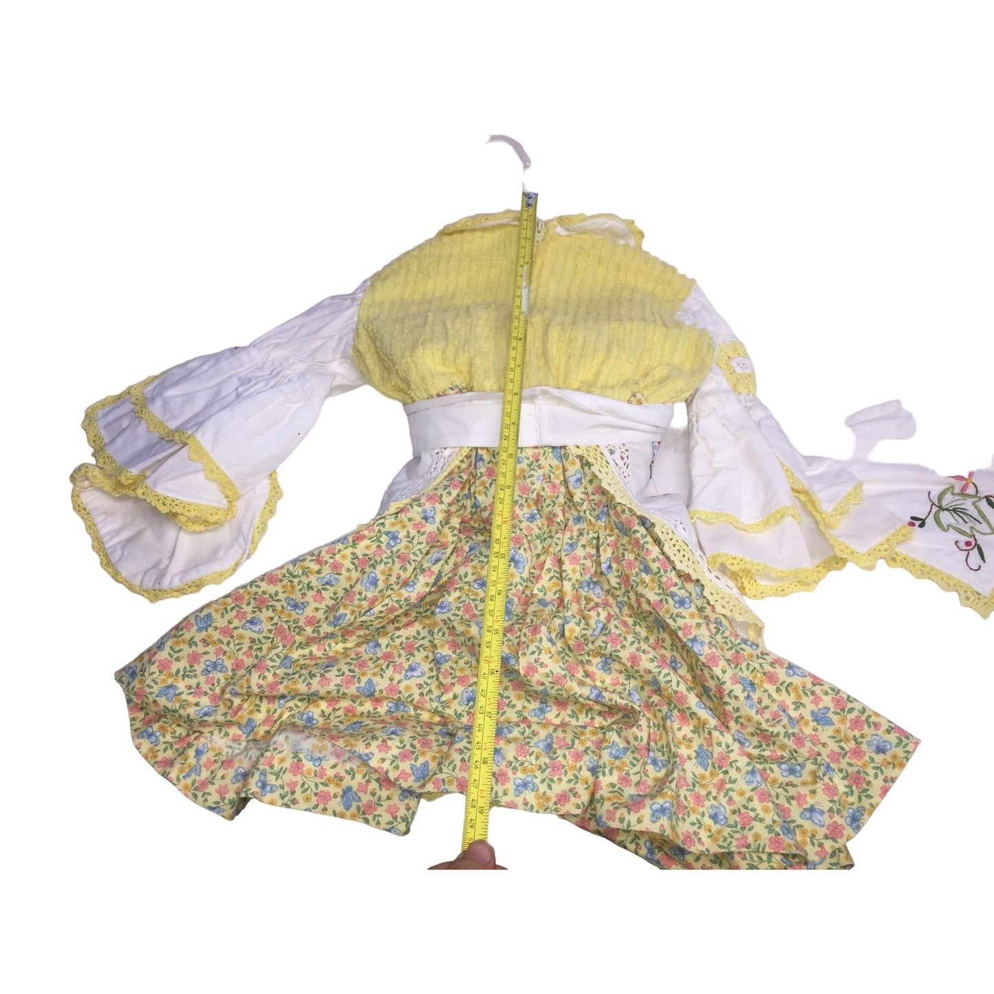 Unique Handmade Vintage Costume / Outfit with Yellow Bloomers, Detailed Apron, Headscarf & Detailing