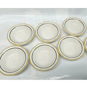 Set of 6 Buffalo China RESTAURANT Fruit BOWLS with Mustard and Black Rings