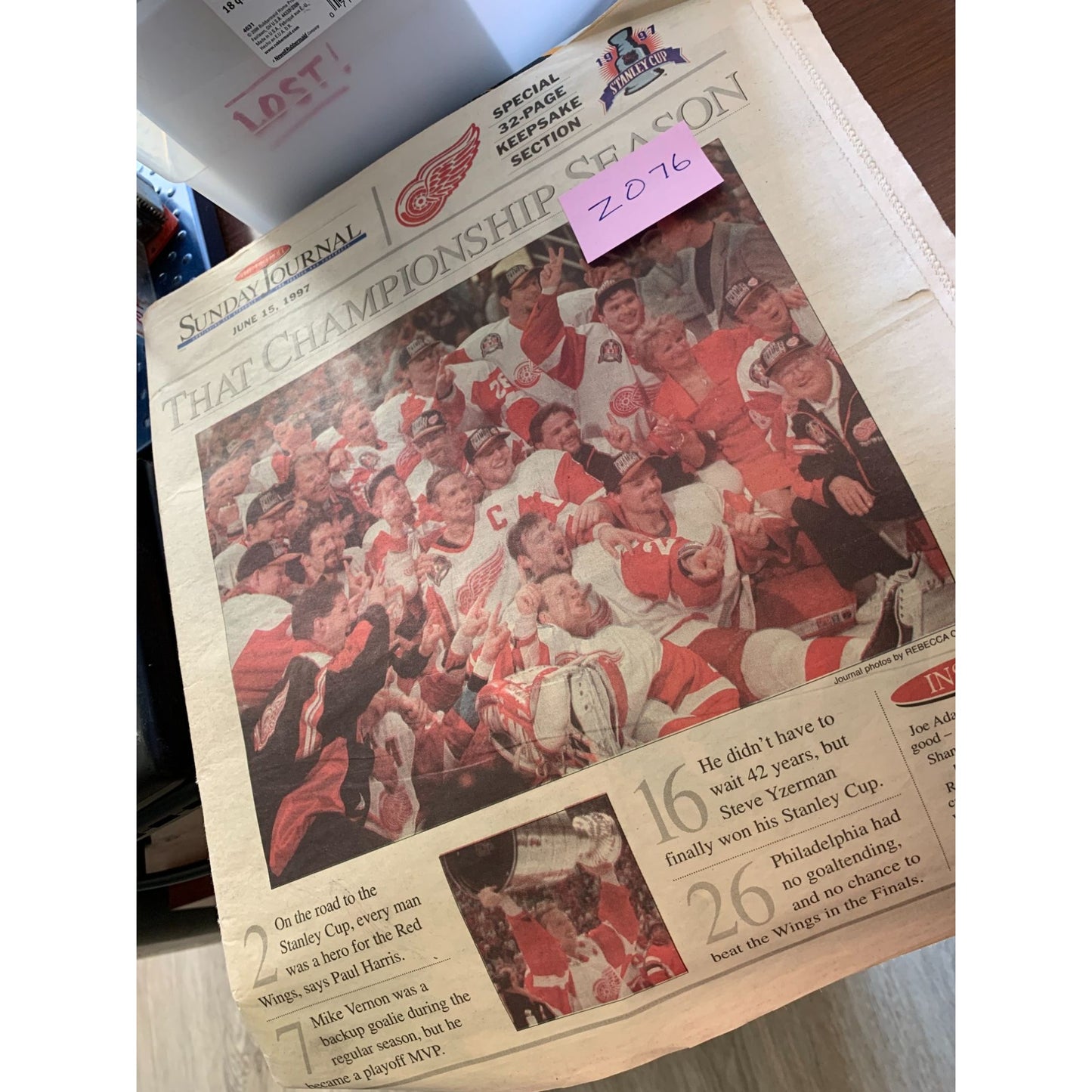 DETROIT Sunday JOURNAL from June 15, 1997 REDWINGS STANLEY CUP Champs