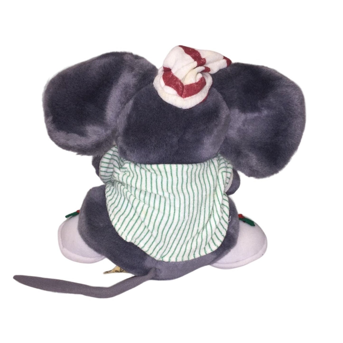 Vintage Christmas Mouse by Applause - Stripe Hat and green pajamas - Red Bow