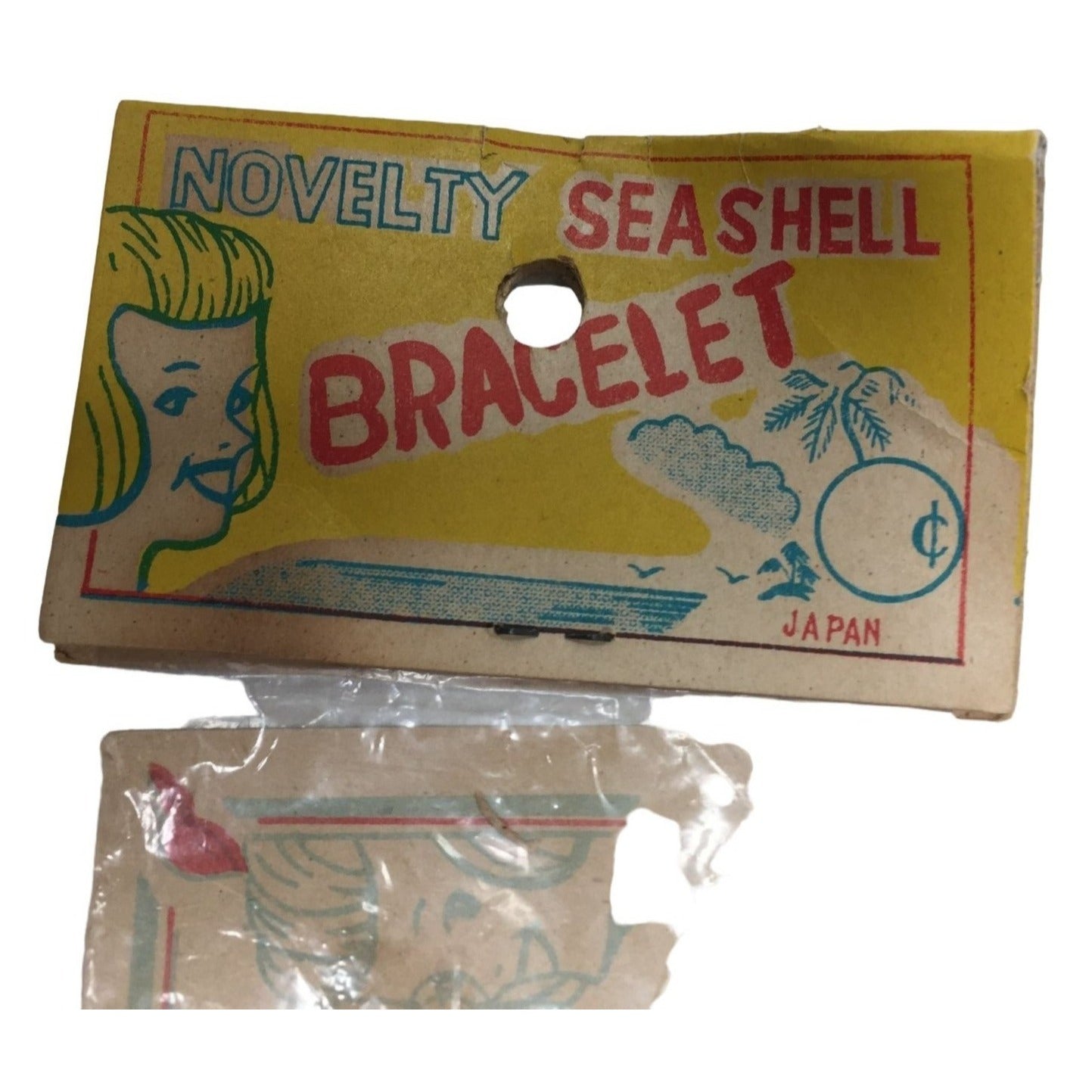 Vintage Novelty Seashell Bracelet - made in JAPAN Mid Century - Sealed in Package