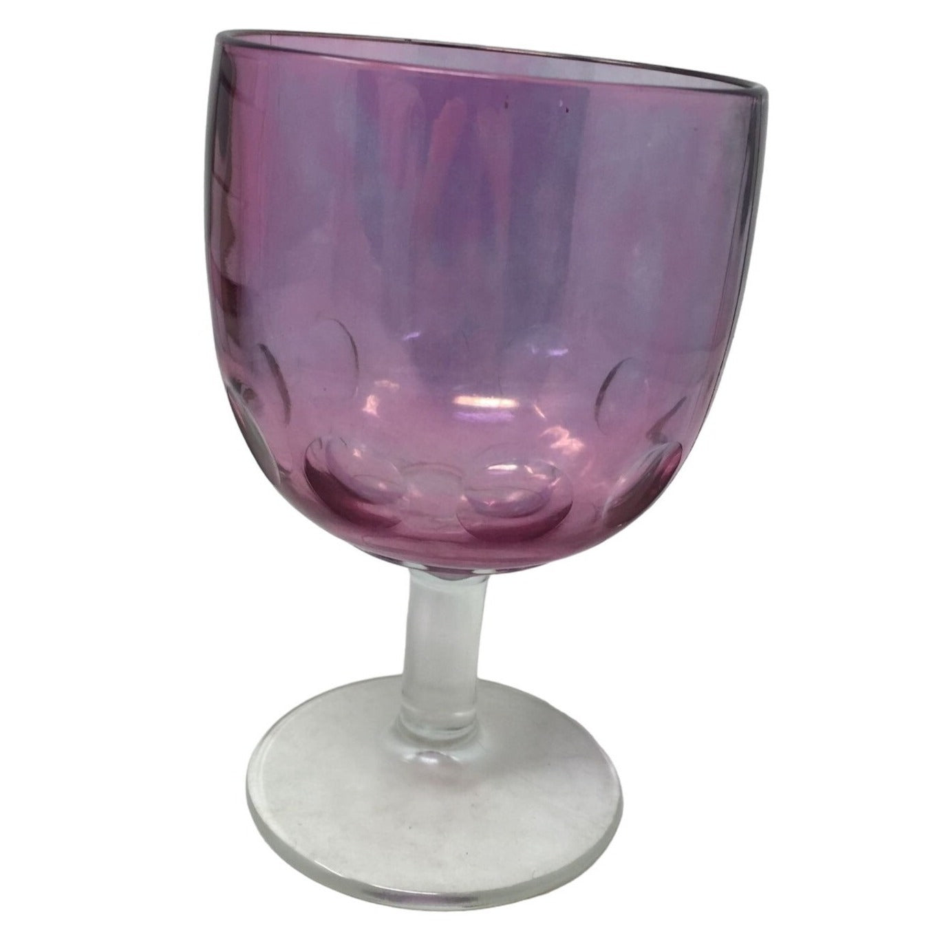 Nice Large WiNe Glass / Goblet with Pink Dotted texture and Clear glass Stem