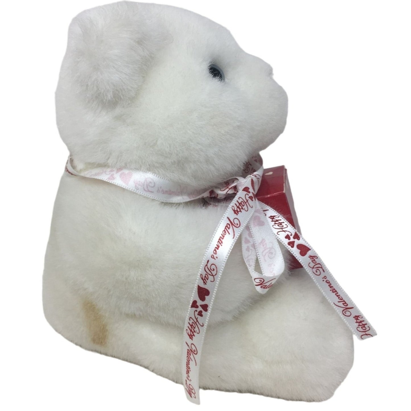 Vintage Hallmark BEARER of GIFTS White Bear Plush holding small Cardboard Gift box