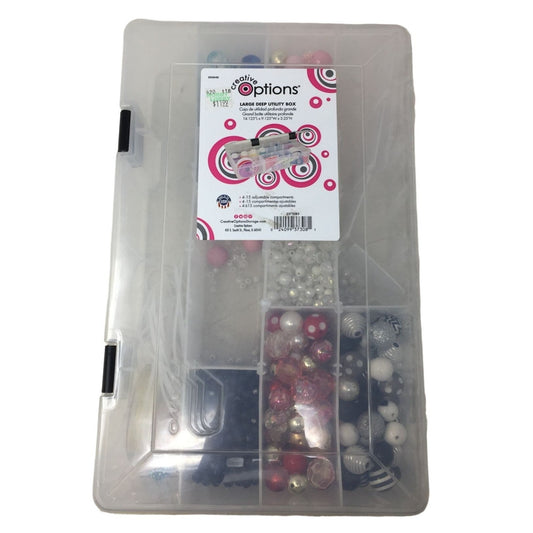 Bead Jewelry Making Set String and Beads of Various Colors (Pink, Blue, White, Black) Craft Making