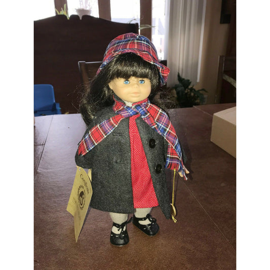 GUSTEL WEID Vinyl Doll PAULINE Brunette in Jacket w Plaid Scarf