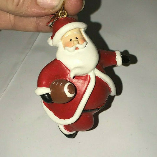 Football SANTA CLAUS Christmas Tree Ornament Santa w Football Xmas