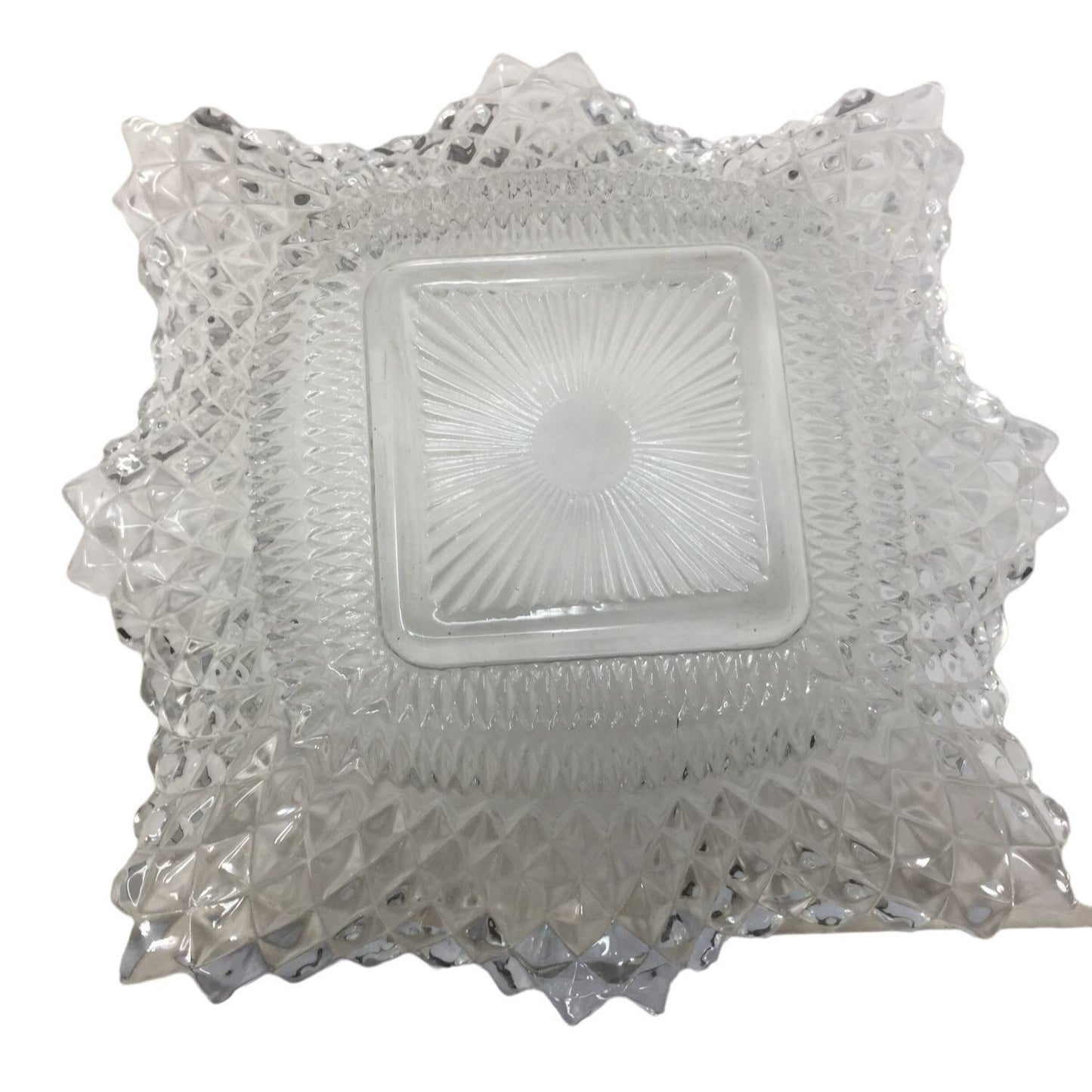 Pretty Diamond Pattern Serving Dish 7" Square with Scalloped Rippling Edges