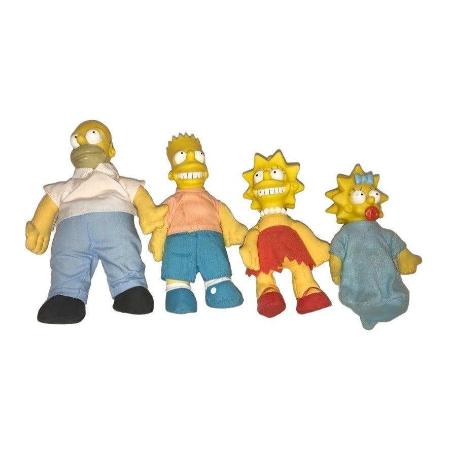 Vintage SIMPSONS family Dolls - Homer, Bart, Lisa and Maggie - TV Show Memorabilia, Matt Groening Collectible - some dirt on backs of clothi