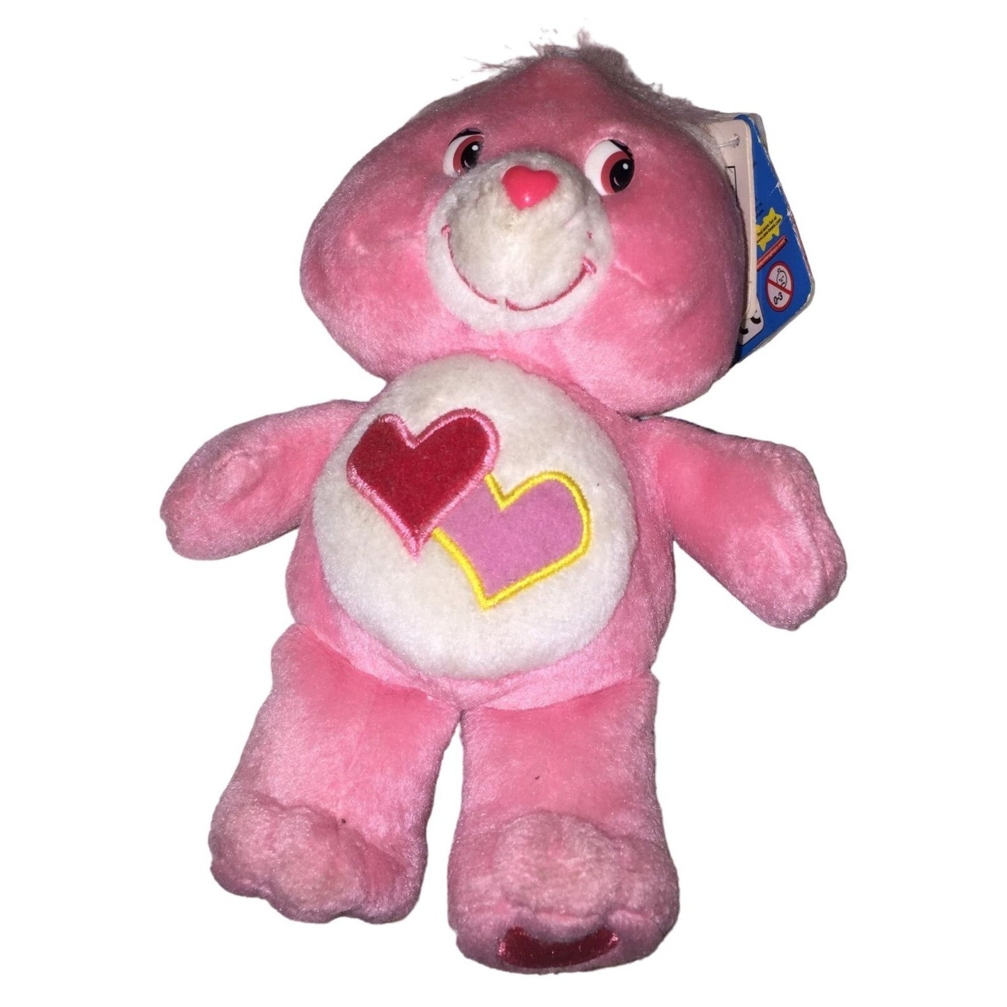 Care Bears Love - a - Lot Bear Pink with 2 interlocking hearts on belly - Sweet face - w/ Tags