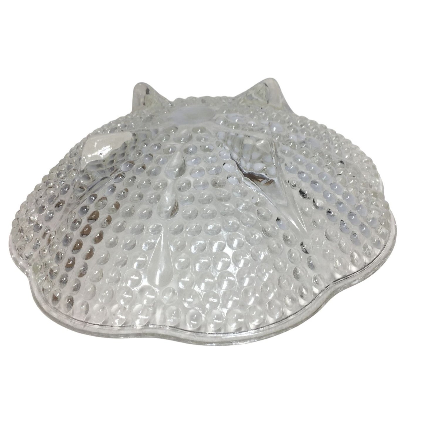 Pretty Clear Hobnail Dish with slightly scalloped edges  - 6.5" Diameter