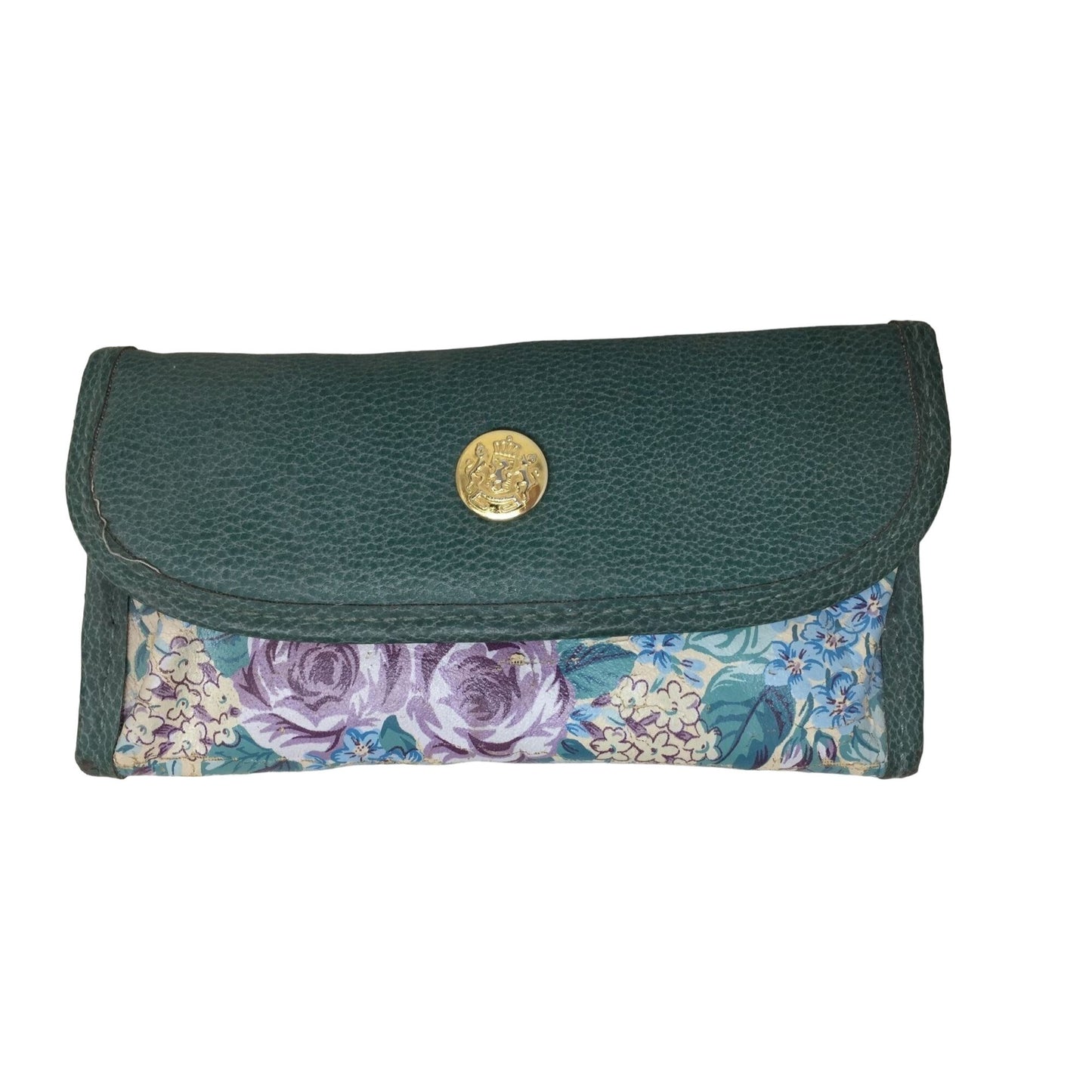 Teal and Purple Floral Print and Textured Solid Sunglasses or Glasses Case