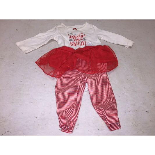 Carters Xmas Baby Girls' 3 Pc MERRY & BRIGHT Tutu Pajamas 3 Months