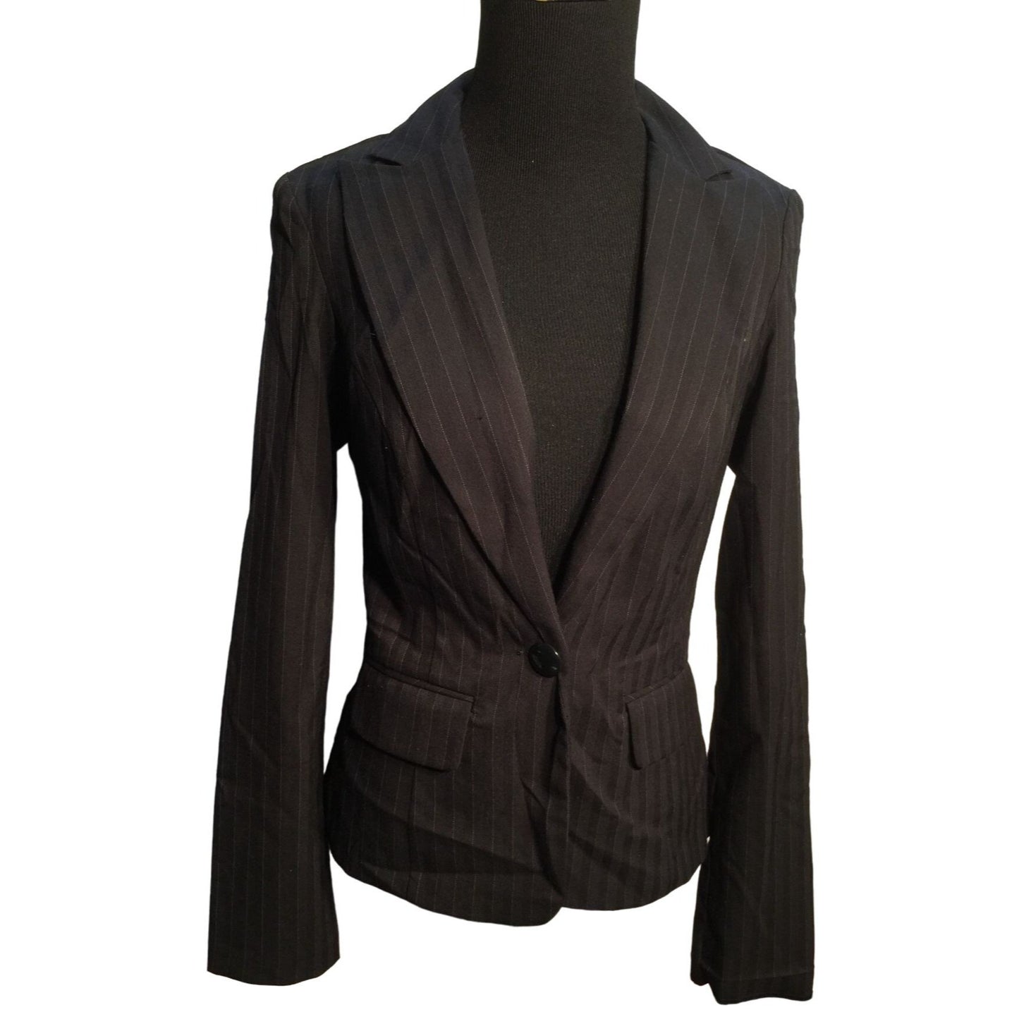 BCX Gray Pinstripe Double Breasted Blazer - Women's Medium