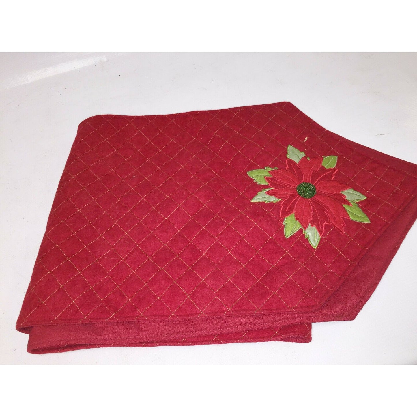 Red POINSETTIA Holiday CHRISTMAS Dining Room TABLE RUNNER Flower